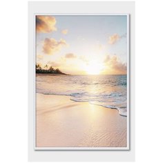 Постер на стену для интерьера Postermarkt Закат на пляже №4, постер в белой рамке 30х40 см, постеры картины для интерьера в белой рамке