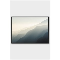 Постер на стену для интерьера Postermarkt Очертания гор, постер в черной рамке 50х70 см, постеры картины для интерьера в черной рамке