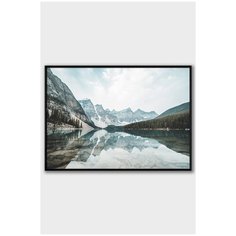 Постер на стену для интерьера Postermarkt Горы в отражении озера, постер в черной рамке 50х70 см, постеры картины для интерьера в черной рамке