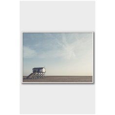 Постер на стену для интерьера Postermarkt Будка на пляже №2, постер в белой рамке 40х50 см, постеры картины для интерьера в белой рамке