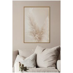Постер на стену для интерьера Postermarkt Сухая трава №2, постер в золотой рамке 50х70 см, постеры картины для интерьера в золотой рамке