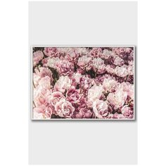 Постер на стену для интерьера Postermarkt Розовые цветы, постер в белой рамке 30х40 см, постеры картины для интерьера в белой рамке