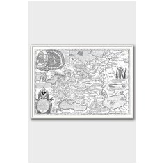 Постер на стену для интерьера Postermarkt Старая карта Руси №2, постер в белой рамке 40х50 см, постеры картины для интерьера в белой рамке