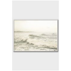 Постер на стену для интерьера Postermarkt Волны на море, постер в белой рамке 30х40 см, постеры картины для интерьера в белой рамке