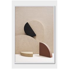 Постер на стену для интерьера Postermarkt Фигуры на бежевом фоне №1, постер в белой рамке 40х50 см, постеры картины для интерьера в белой рамке
