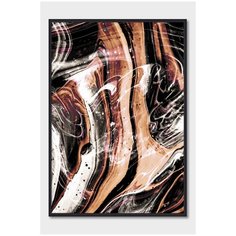 Постер на стену для интерьера Postermarkt Абстракция темно-золотая №2, постер в черной рамке 30х40 см, постеры картины для интерьера в черной рамке