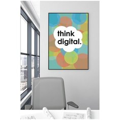 Постер для офиса черной рамке Postermarkt "Think digital", 50х70 см