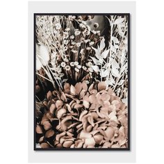 Постер на стену для интерьера Postermarkt Букет из сухоцветов №4, постер в черной рамке 50х70 см, постеры картины для интерьера в черной рамке