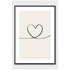 Постер на стену для интерьера Postermarkt Сердце рисунок линиями, постер в черной рамке 30х40 см, постеры картины для интерьера в черной рамке
