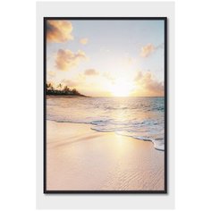 Постер на стену для интерьера Postermarkt Закат на пляже №4, постер в черной рамке 40х50 см, постеры картины для интерьера в черной рамке