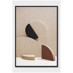 Постер на стену для интерьера Postermarkt Фигуры на бежевом фоне №1, постер в черной рамке 50х70 см, постеры картины для интерьера в черной рамке