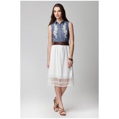 Белая летняя юбка из 100% хлопка Vilatte (7500, белый, размер: 48)