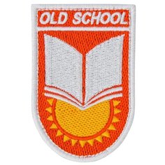 Нашивка (шеврон, патч) на липучке, Стежкофф, "Old School", красный, 7,8х5 см, 1 штука
