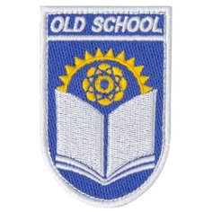 Нашивка (шеврон, патч) на липучке, Стежкофф, "Old School", синий, 7,8х5 см, 1 штука