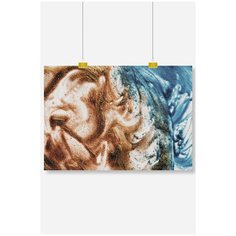 Постер на стену для интерьера Postermarkt Песочно синяя абстракция, размер 40х50 см, постеры картины для интерьера в тубусе