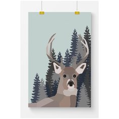 Постер для детской комнаты Postermarkt Олень, размер 40х50 см, постеры для детской комнаты в тубусе