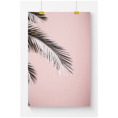 Постер на стену для интерьера Postermarkt Пальма на розовом фоне №1, размер 60х90 см, постеры картины для интерьера в тубусе
