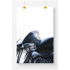 Постер на стену для интерьера Postermarkt Синие листья пальмы №1, размер 70х100 см, постеры картины для интерьера в тубусе