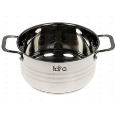 LR02-064 Кастрюля LARA (нерж) серия STANDART 30x16,5см, 10,6л, капс инд дно, матовая полировка, крыш