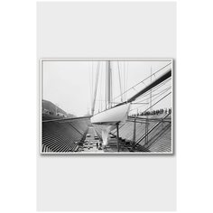 Постер на стену для интерьера Postermarkt Черно белая фотография корабля №2, постер в белой рамке 30х40 см, постеры картины для интерьера в белой рамке