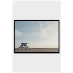 Постер на стену для интерьера Postermarkt Будка на пляже №2, постер в черной рамке 40х50 см, постеры картины для интерьера в черной рамке
