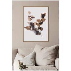 Постер на стену для интерьера Postermarkt Коричневая ветка №1, постер в золотой рамке 50х70 см, постеры картины для интерьера в золотой рамке