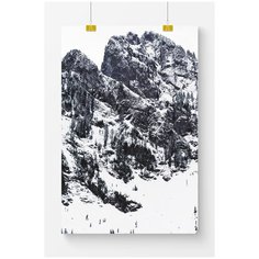 Постер на стену для интерьера Postermarkt Снег в горах, размер 60х90 см, постеры картины для интерьера в тубусе
