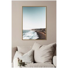 Постер на стену для интерьера Postermarkt Пляж №3, постер в золотой рамке 50х70 см, постеры картины для интерьера в золотой рамке