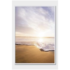 Постер на стену для интерьера Postermarkt Закат на пляже №2, постер в белой рамке 40х50 см, постеры картины для интерьера в белой рамке