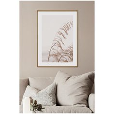 Постер на стену для интерьера Postermarkt Колосья №3, постер в золотой рамке 50х70 см, постеры картины для интерьера в золотой рамке