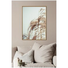 Постер на стену для интерьера Postermarkt Сухие колосья №1, постер в золотой рамке 50х70 см, постеры картины для интерьера в золотой рамке
