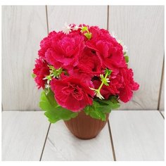 Искусственные цветы гвоздики в кашпо/Искусственные цветы для декора/ искусственные цветы для декора в горшках/ искусственные цветы для декора в кашпо/ Искусственные растения/ искусственные цветы в кашпо Holodilova