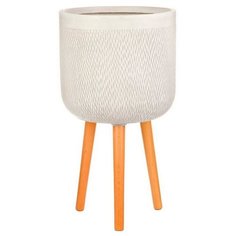 WMESHR37-AW Кашпо Лотус Высокое Круглое с Подставкой, файберстоун, слоновая кость, D37 H66 cm Idealist