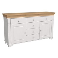 Комод Бейли 2 двери 6-ящ цвет: белый/антик Дом Мебели из сосны