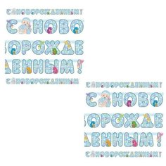 Гирлянды-буквы Веселая затея С новорожденным! Мальчик 210 см 2 шт.