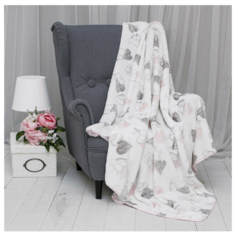 Покрывало Baby Nice Зайчики и сердечки, 150 х 200 см, белый