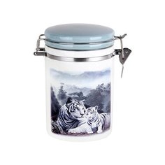 Банка д/сып.продуктов 850мл с клипсой п/уп Белые тигры Коралл