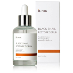 Сыворотка с муцином чёрной улитки для обновления кожи Iunik Black Snail Restore Serum 15мл