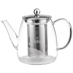 Чайник заварочный LARA LR06-18 (900мл, боросиликатное стекло, стальной фильтр и крышка