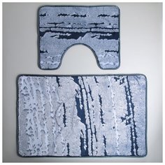 Набор ковриков для ванны и туалета 2 шт 40х50, 50х80 см Блик цвет синий Доляна