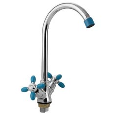 Смеситель для кухни (мойки) МОЛОТ 3806 хром/голубой