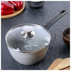 Ковш KUKMARA светлый мрамор 1,5л АП стекл крышка съемн ручка