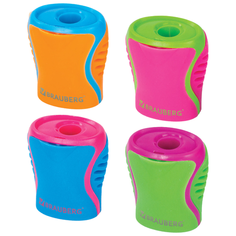 Точилка BRAUBERG «Mix», с контейнером, пластиковая, корпус ассорти