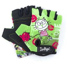 Перчатки вело детские Indigo котик р.2XS цв.неоновый 4XS