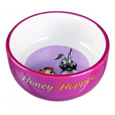 Миска для грызунов TRIXIE керамическая с рисунком Honey & Hopper d11см 250мл