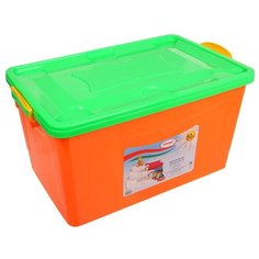 РОССПЛАСТ Контейнер для хранения, 63х40х33 см оранжевый/салатовый