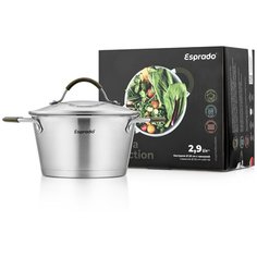 Кастрюля с крышкой, 20*11 cм, 2,9 л, нерж.сталь, Olivera, Es, OLIL20GE101 Esprado