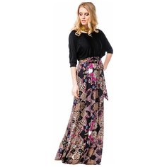 Платье в пол с рукавами три четверти Mondigo (6136, черный, размер: 44)