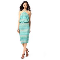 Летнее платье с подкладом и лямочками через шею Vilatte (7507, зеленый, размер: 50)