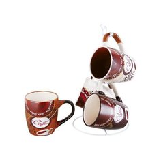 Набор кружек Кофе тайм 1/4 на мет.подст.220мл п/уп 2020187 Коралл